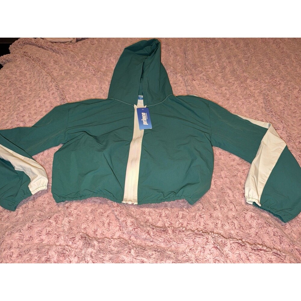 NWT Prince Pickleball Women's Cropped Hooded Full Zip Windbreaker Jacket Size XS